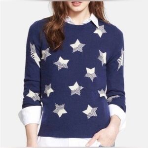 Equipment Femme Blue and White Star Cashmere Sweater
